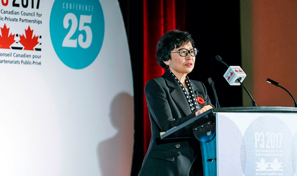 New Canada Infrastructure Bank (CIB) chair Janice Fukakusa spoke to delegates attending the Canadian Council for Public-Private Partnerships conference in Toronto in November about the CIB and its role.