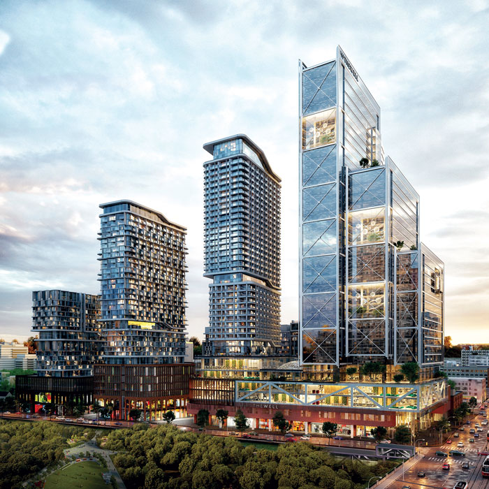 The Well at Front and Spadina Streets in Toronto is one of eight projects the new RioCan Living division currently has under development, part of a portfolio of 43 sites identified nationwide that could see 20,000 new residential rental units come onto the market. The Well, a joint venture project with Allied Properties REIT and Diamond Corp., will have three condo towers and three rental towers along with a 36-storey office tower and extensive podium space with retail and entertainment functions.