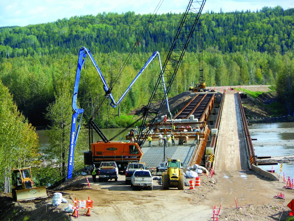 The Fort Nelson River Bridge replacement project was completed last year and includes a cast-in-place concrete deck with a longer life and lower maintenance costs, said Bill Smith of Binnie Construction.