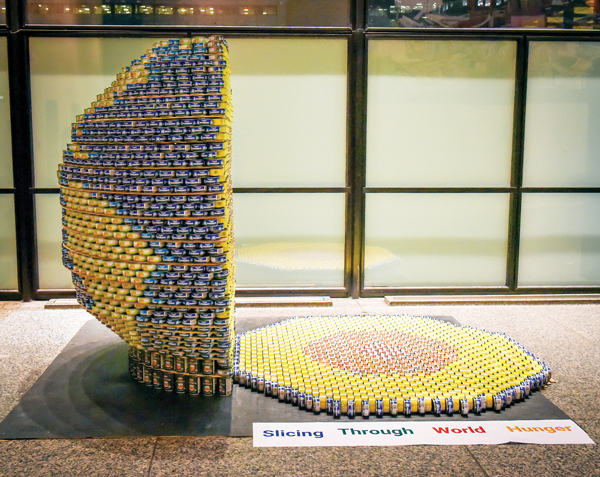 RJC Engineers won the award for Best Original Design for its Slicing Through World Hunger structure at the 2018 Canstruction design/build competition in Toronto. The cans of food used to build the installations were donated to the Daily Bread Food Bank.