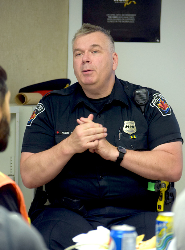 Hamilton Police constable Claus Wagner visited a Toronto jobsite May 8 and spoke to workers from Alberici Constructors on the consequences of cannabis legalization as part of Alberici Safety Week programming.