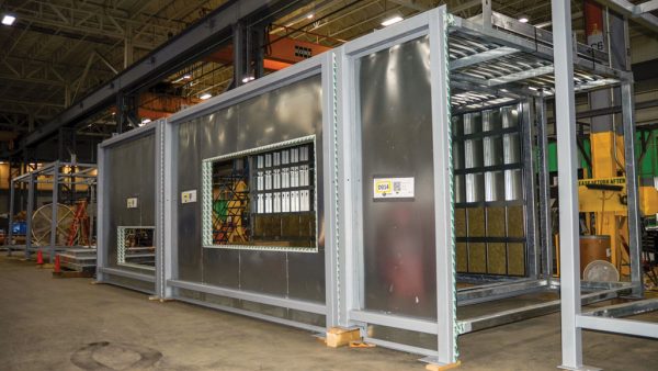 Modular plenums for the Mackenzie Vaughan Hospital in Vaughan, Ont. are being fabricated in the PCL Agile plant in Etobicoke, Ont. The plenums, referred to as the “lungs” of the hospital, will push air in and take air out of the building.