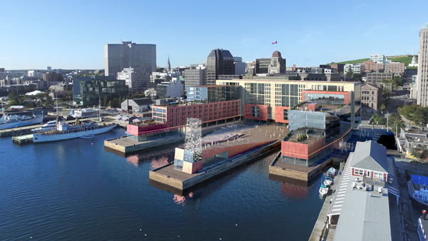 Materials to be used in the Halifax Queen’s Marque project designed by MacKay-Lyons Sweetapple Architects in collaboration with FBM Architecture include a copper alloy called Muntz metal, timber, Wallace sandstone and granite.