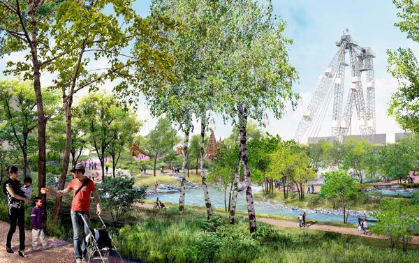 A network of connected parks designed by Michael Van Valkenburgh Associates will take shape over the next several years in the rehabilitated Don River valley. Work on the Port Lands Flood Protection Project started in July.