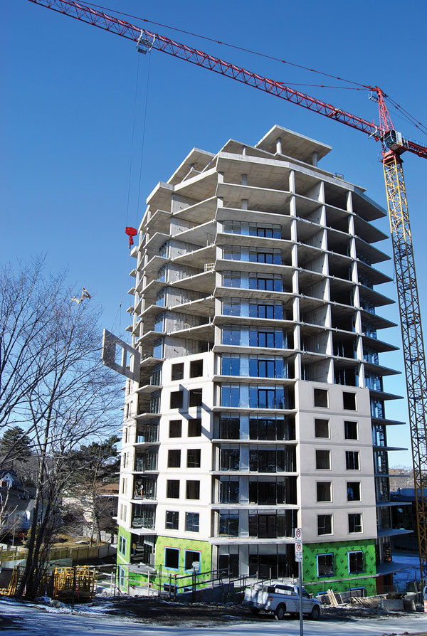 OSCO’s president Hans Klohn says forward-thinking builders see a big picture where prefabrication is “a production system rather than a project-based approach.” Pictured is precast work for a building.