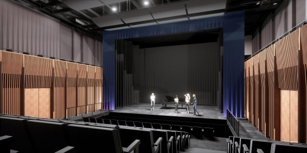 The new Calgary Opera Community Arts Centre will include a 400-seat performance/rehearsal hall. Pictured is a view from the audience.