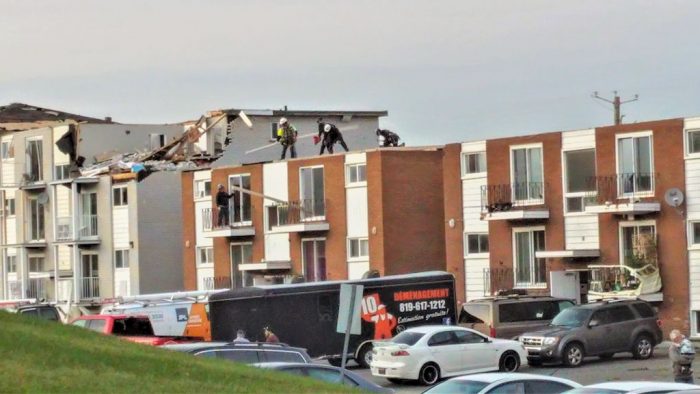 A tornado that swept through Dunrobin and Gatineau in the Ottawa region last Sept. 21 was later categorized as an EF-2. Pictured, damaged buildings in Hull, Que.