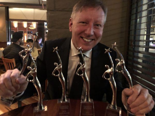 Independent Contractors and Businesses Association president Chris Gardner celebrates after the association wins Reed awards, including North American Trade Association of the Year.