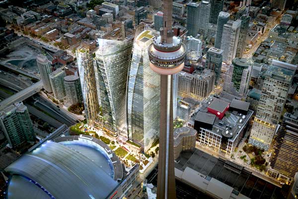 Union Park will feature office towers of 58 and 48 storeys and rental residential towers of 44 and 54 storeys.