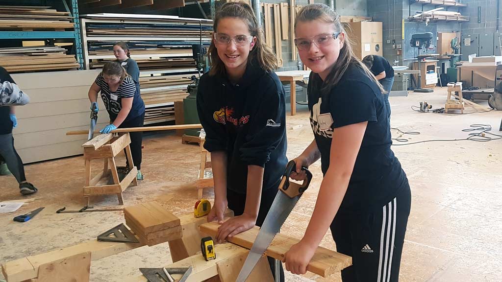 The camp teaches girls age 9-12 how to use basic carpentry tools and introduces them into the world of trades.