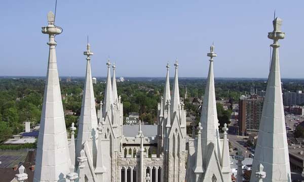 A drone’s view of the roof of the Basilica of Our Lady Immaculate in Guelph, Ont.