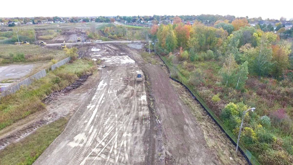 A view of work on the test track being built on 55 acres of property in Oshawa.