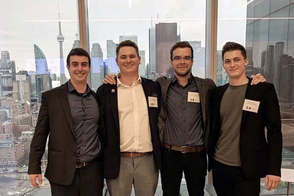 The DGC Toronto team comprised of Jonathan Isenegger, Philip Jager, Kristopher Turnbull-Poulin and Maxim Sokolicz, part of the Angelo DelZotto School of Construction Management at GBC, has qualified and will be competing in the Chartered Institute of Building Global Student Challenge finals. The finals were supposed to be held in Australia but because of the COVID-19 emergency, students will compete remotely.