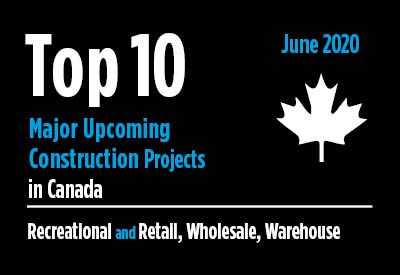 20 major upcoming Recreational and Retail, Wholesale, Warehouse construction projects - Canada - June 2020 Graphic