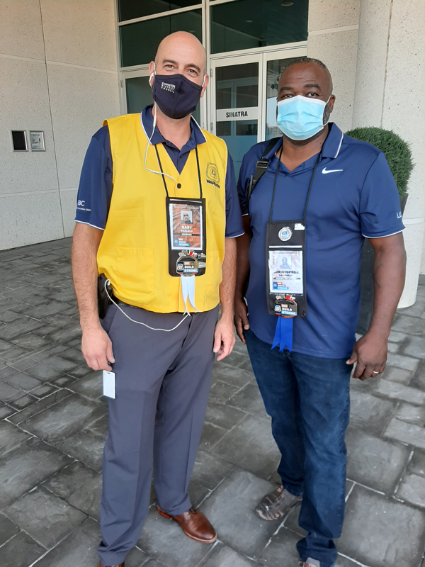 Pictured are Warden Gary Realjo with Carpenters’ Union Local 27 delegate Chris Campbell (right). They were attendees of the recent International United Brotherhood of Carpenters convention, which is normally held in Las Vegas, but this year was held virtually with 2,000 guests in attendance. 