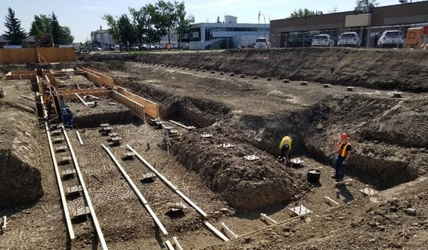 Formwork takes place at the new $51.4-million RCMP detachment in Fort St. John, B.C. The project is slated to be built out of locally-sourced mass timber and will have many green features.