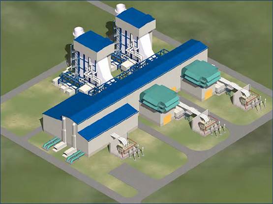 A rendering shows a 900-megawatt, low-carbon natural gas combined cycle generating facility that PCL and Black & Veatch have been tasked with building in Edson, Alta. 