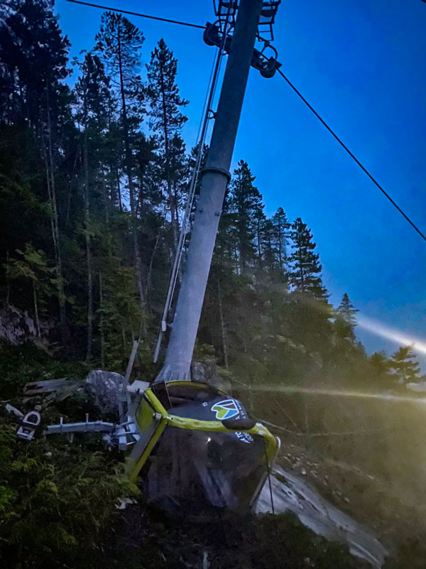 Photos from Squamish RCMP show the damage done to the Sea to Sky Gondola after it was purposefully damaged. It is the second time in two years the steel cable for the attraction has been severed.